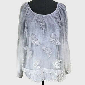 MADE IN ITALY | OMBRE EMDROIDERED LACE  LAYER BLOUSE